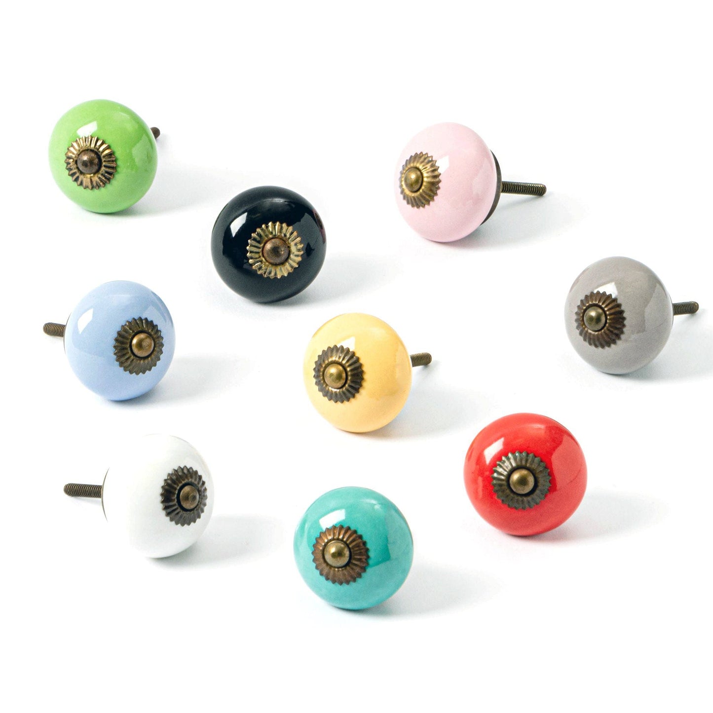 Round Ceramic Cabinet Knobs - 9 Colours