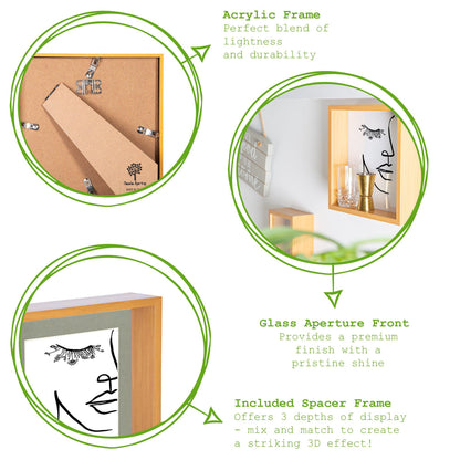 8" x 8" 3D Deep Box Photo Frame with 6" x 6" Mount