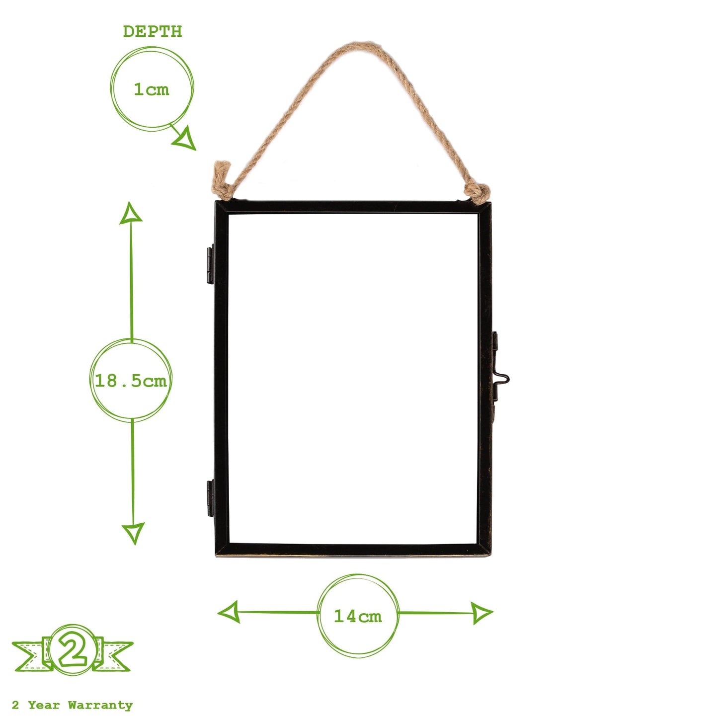 5" x 7" Black Hanging Metal Photo Frame