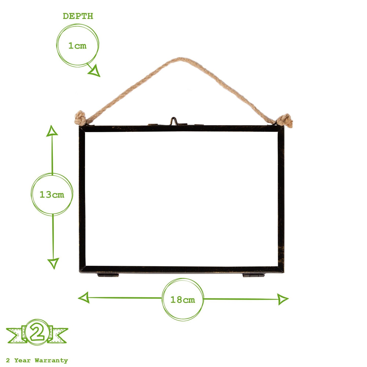 7" x 5" Black Hanging Metal Photo Frame