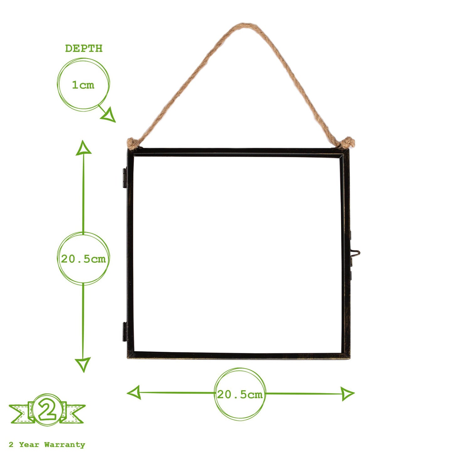 8" x 8" Black Hanging Metal Photo Frame