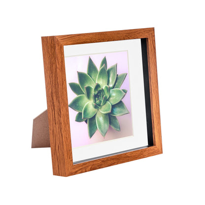 8" x 8" Dark Wood 3D Box Photo Frame - with 6" x 6" Mount