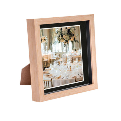 8" x 8" Light Wood 3D Box Photo Frame - with 6" x 6" Mount