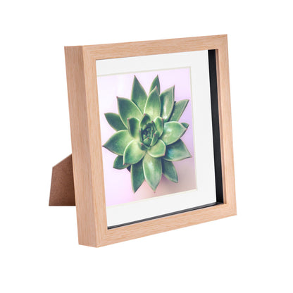 8" x 8" Light Wood 3D Box Photo Frame - with 6" x 6" Mount