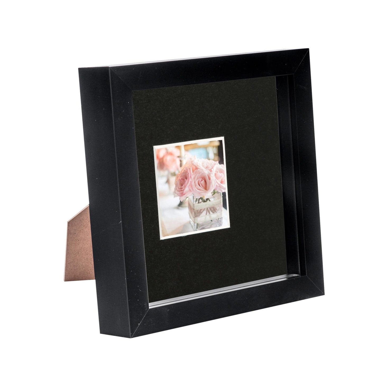 6" x 6" Black 3D Box Photo Frame - with 2" x 2" Mount