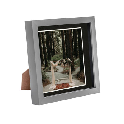 8" x 8" Grey 3D Box Photo Frame - with 6" x 6" Mount