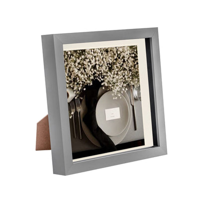 8" x 8" Grey 3D Box Photo Frame - with 6" x 6" Mount
