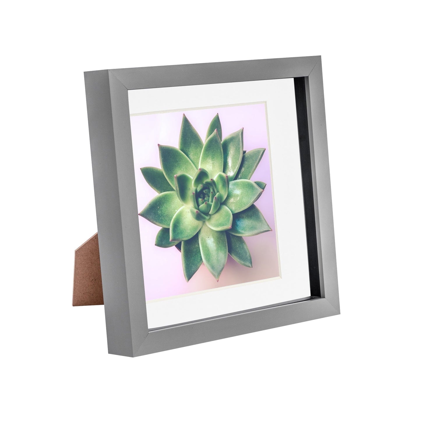 8" x 8" Grey 3D Box Photo Frame - with 6" x 6" Mount
