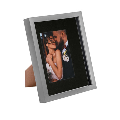 8" x 10" Grey 3D Box Photo Frame - with 4" x 6" Mount