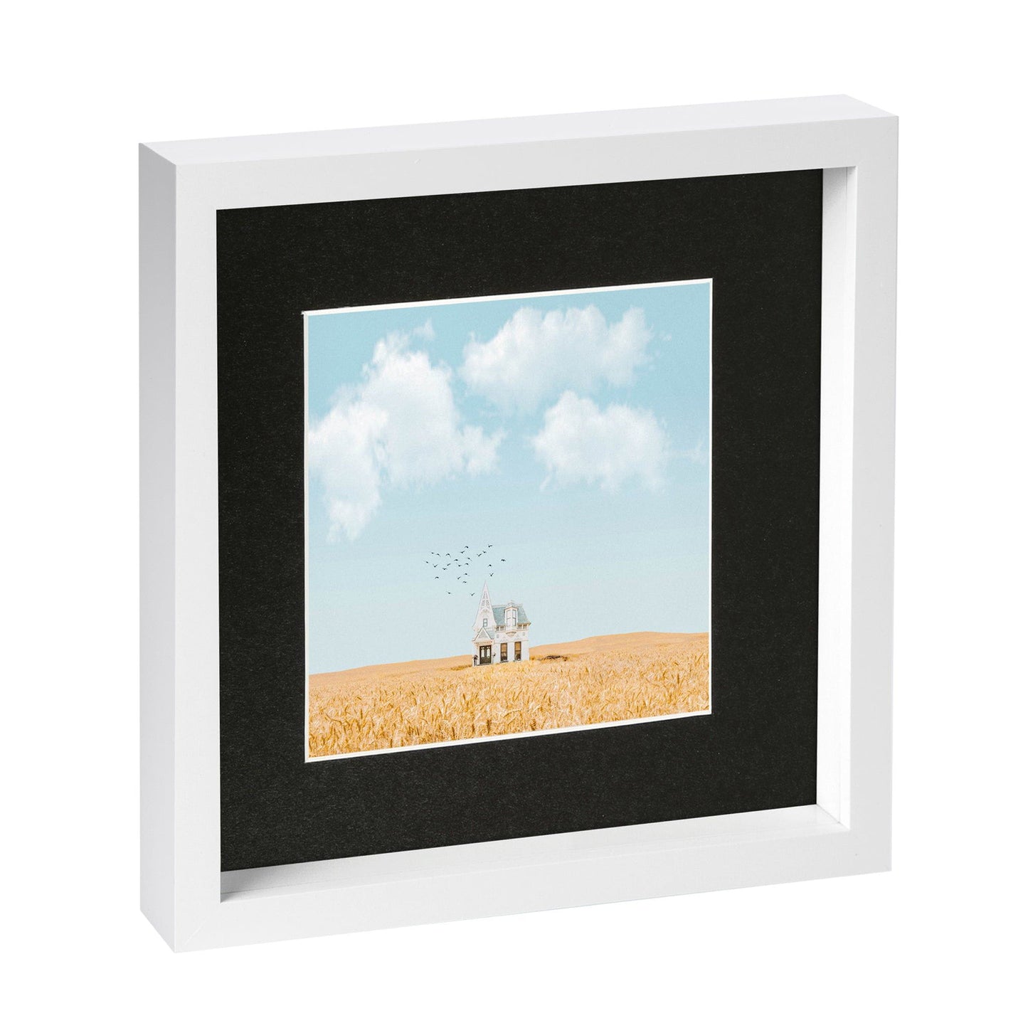 10" x 10" White 3D Box Photo Frame with 6" x 6" Mount