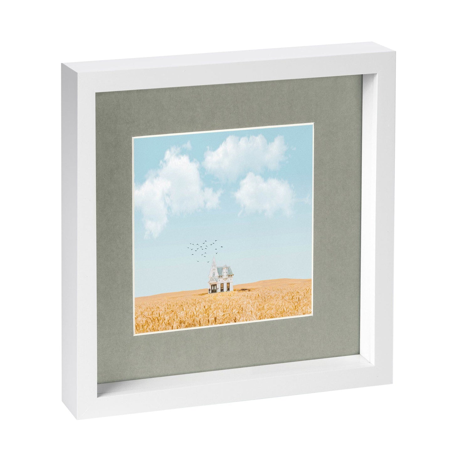 10" x 10" White 3D Box Photo Frame with 6" x 6" Mount