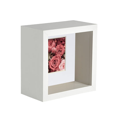 4" x 4" White 3D Deep Box Photo Frame - with 2" x 2" Mount
