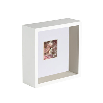6" x 6" 3D Deep Box White Photo Frame with 2" x 2" Mount