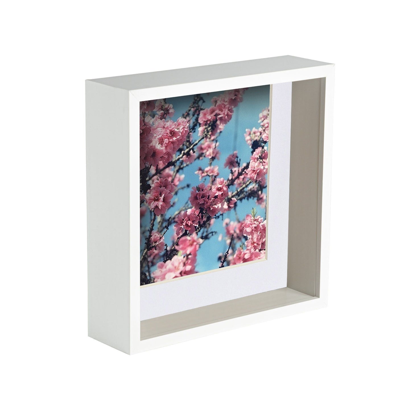 8" x 8" 3D Deep Box White Photo Frame with 6" x 6" Mount