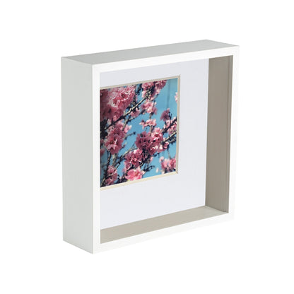 8" x 8" White 3D Deep Box Photo Frame - with 4" x 4" Mount