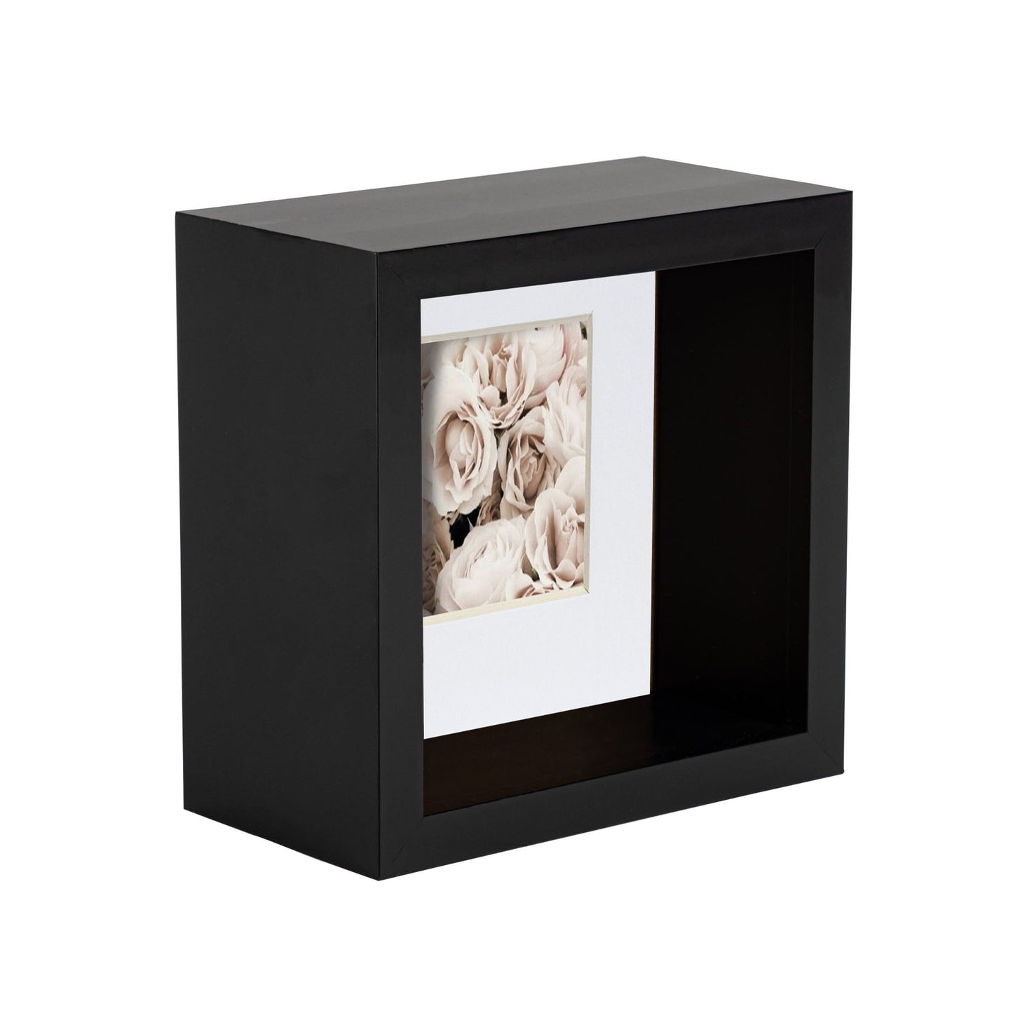 4" x 4" 3D Deep Box Black Photo Frame with 2" x 2" Mount