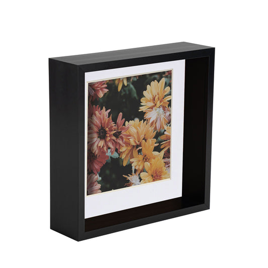8" x 8" 3D Deep Box Black Photo Frame with 6" x 6" Mount