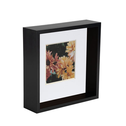8" x 8" Black 3D Deep Box Photo Frame - with 4" x 4" Mount
