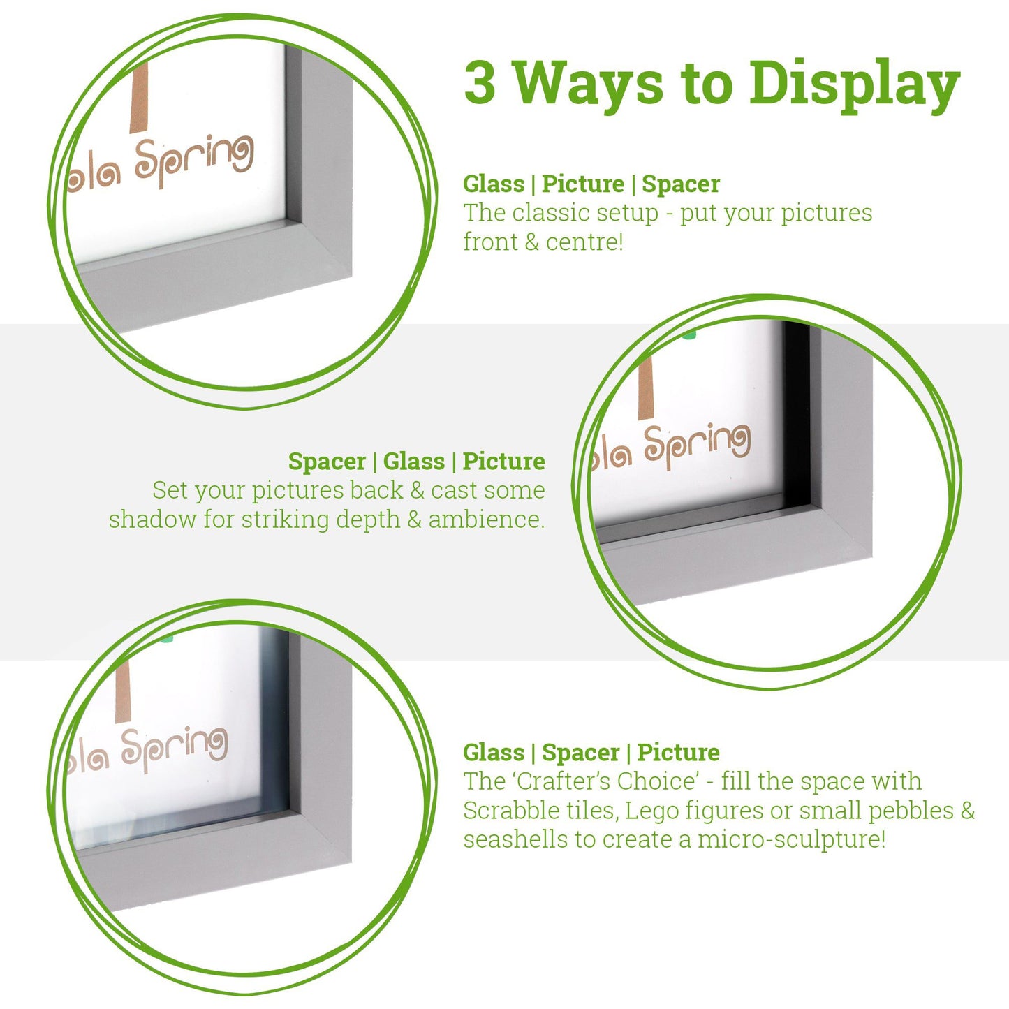 10" x 10" 3D Deep Box Photo Frame - with 8" x 8" Mount