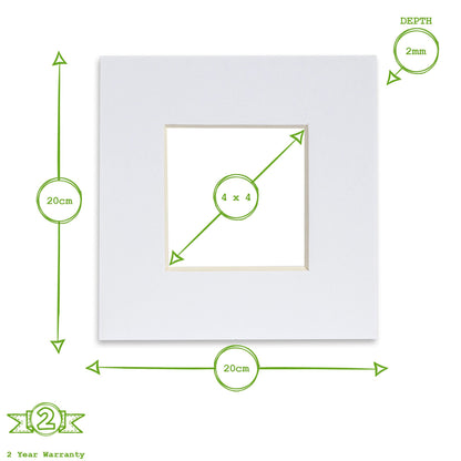4" x 4" Picture Mounts for 8" x 8" Frame - Pack of 10