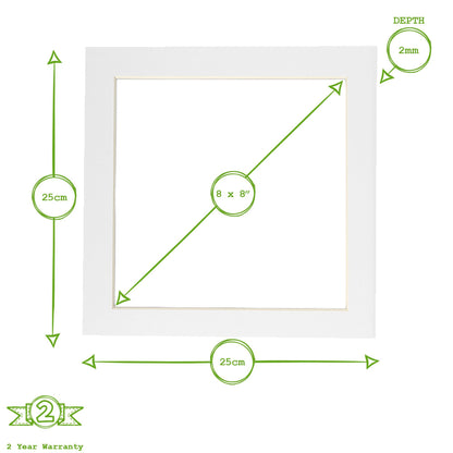 8" x 8" Picture Mounts for 10" x 10" Frame - Pack of 10