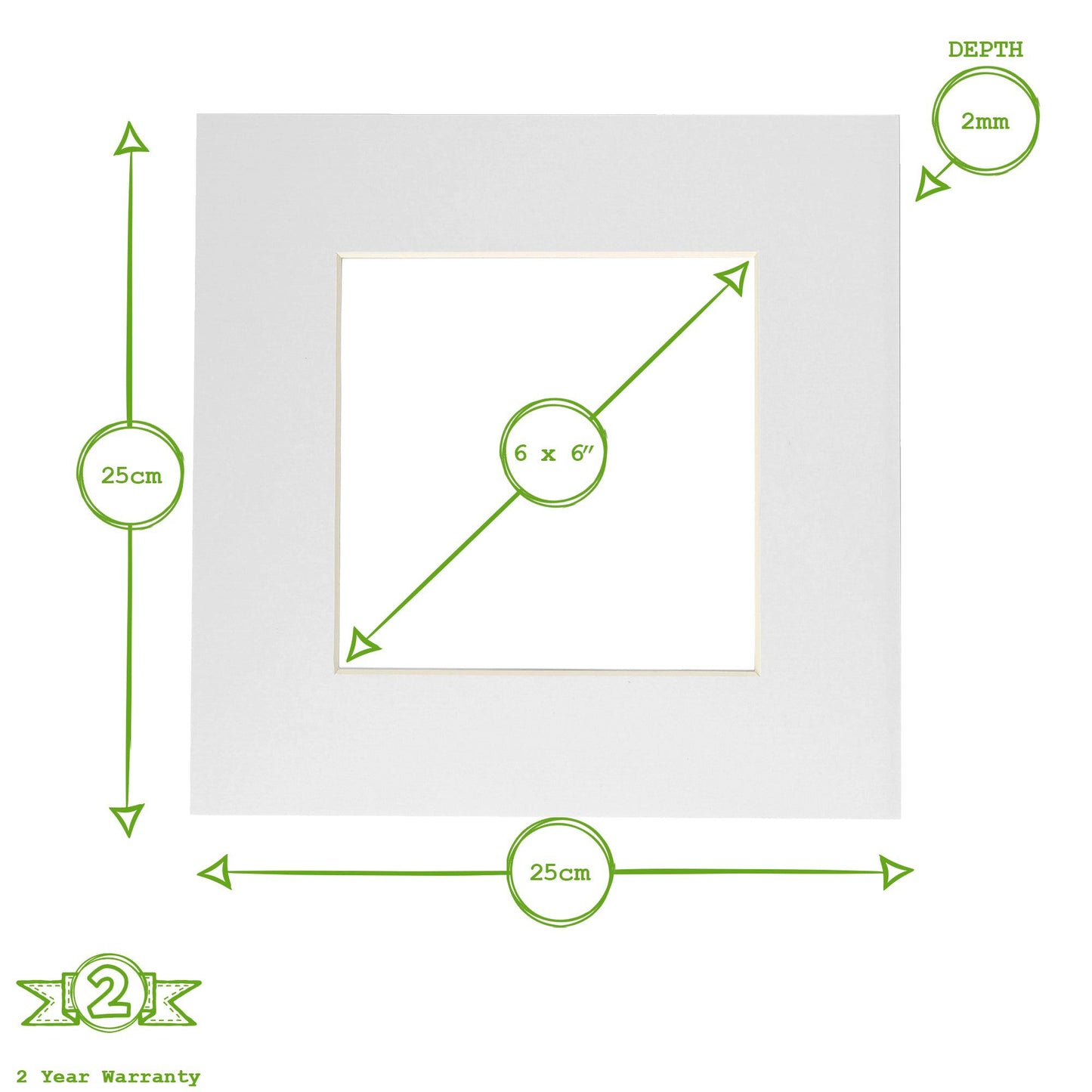 6" x 6" Picture Mount for 10" x 10" Frame - Pack of 10