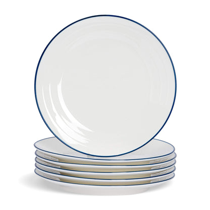 26cm Farmhouse White Porcelain Dinner Plates - Pack of Six