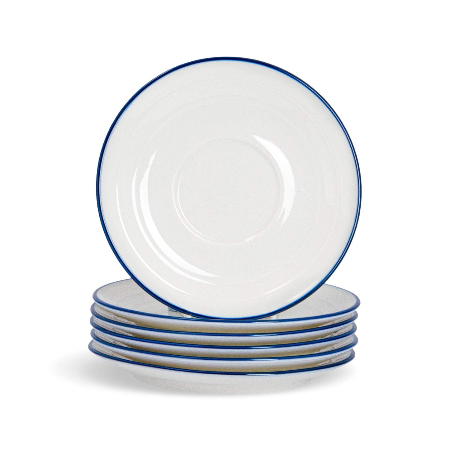 13cm Farmhouse White Porcelain Espresso Saucers - Pack of Six