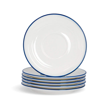 13cm Farmhouse White Porcelain Espresso Saucers - Pack of Six