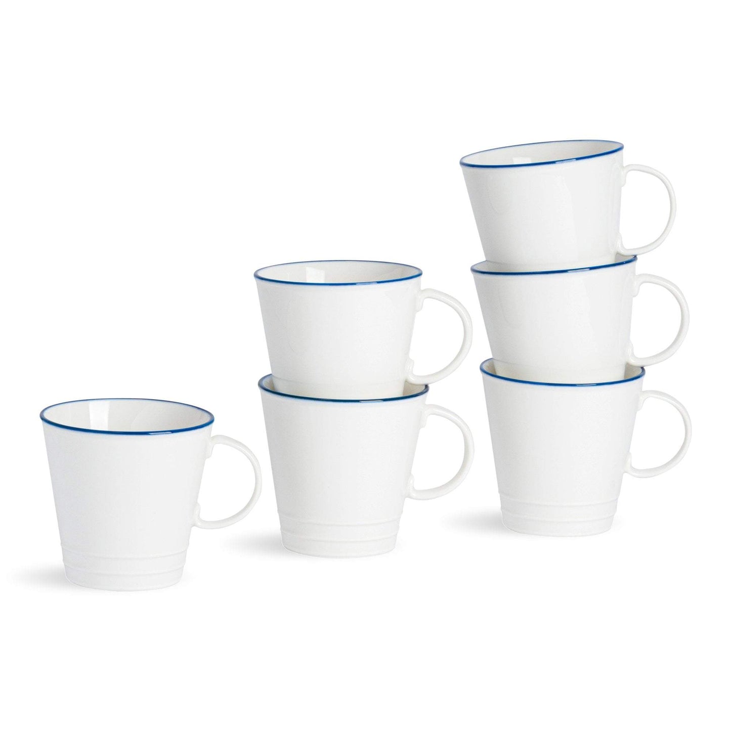 270ml Farmhouse White Porcelain Teacups - Pack of Six