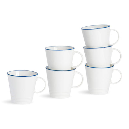 270ml Farmhouse White Porcelain Teacups - Pack of Six