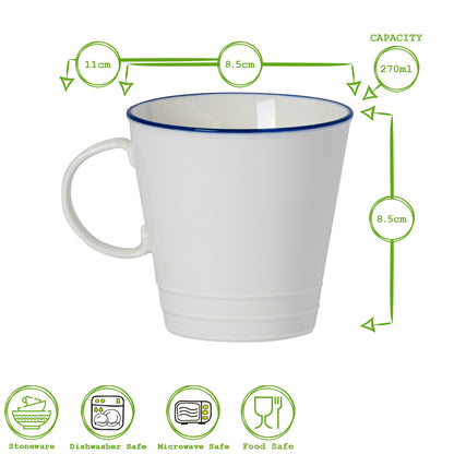 270ml Farmhouse White Porcelain Teacups - Pack of Six