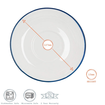 16cm Farmhouse White Porcelain Teacup Saucers - Pack of Six