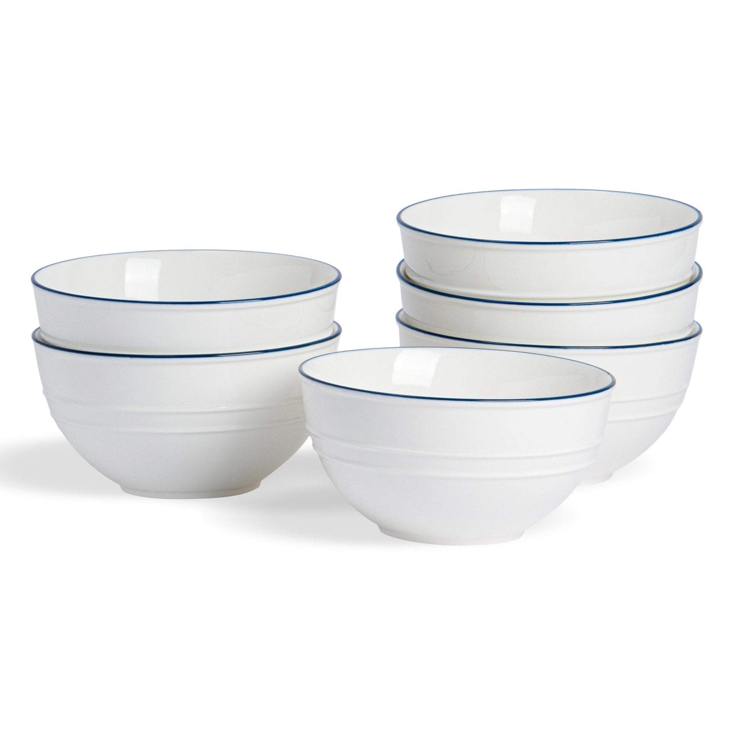 15cm Farmhouse White Porcelain Cereal Bowls - Pack of Six