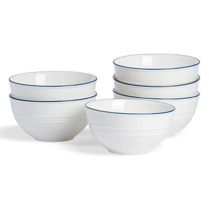 15cm Farmhouse White Porcelain Cereal Bowls - Pack of Six