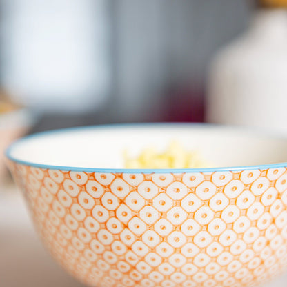 16cm Hand Printed Stoneware Cereal Bowls - Pack of Six