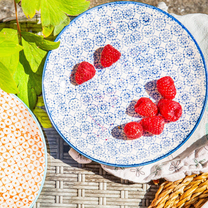 18cm Hand Printed Stoneware Side Plates - Pack of Six