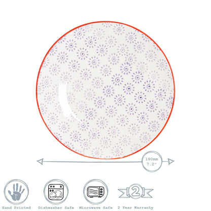 18cm Hand Printed Stoneware Side Plates - Pack of Six