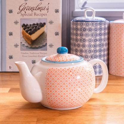 820ml Hand Printed Stoneware Teapot