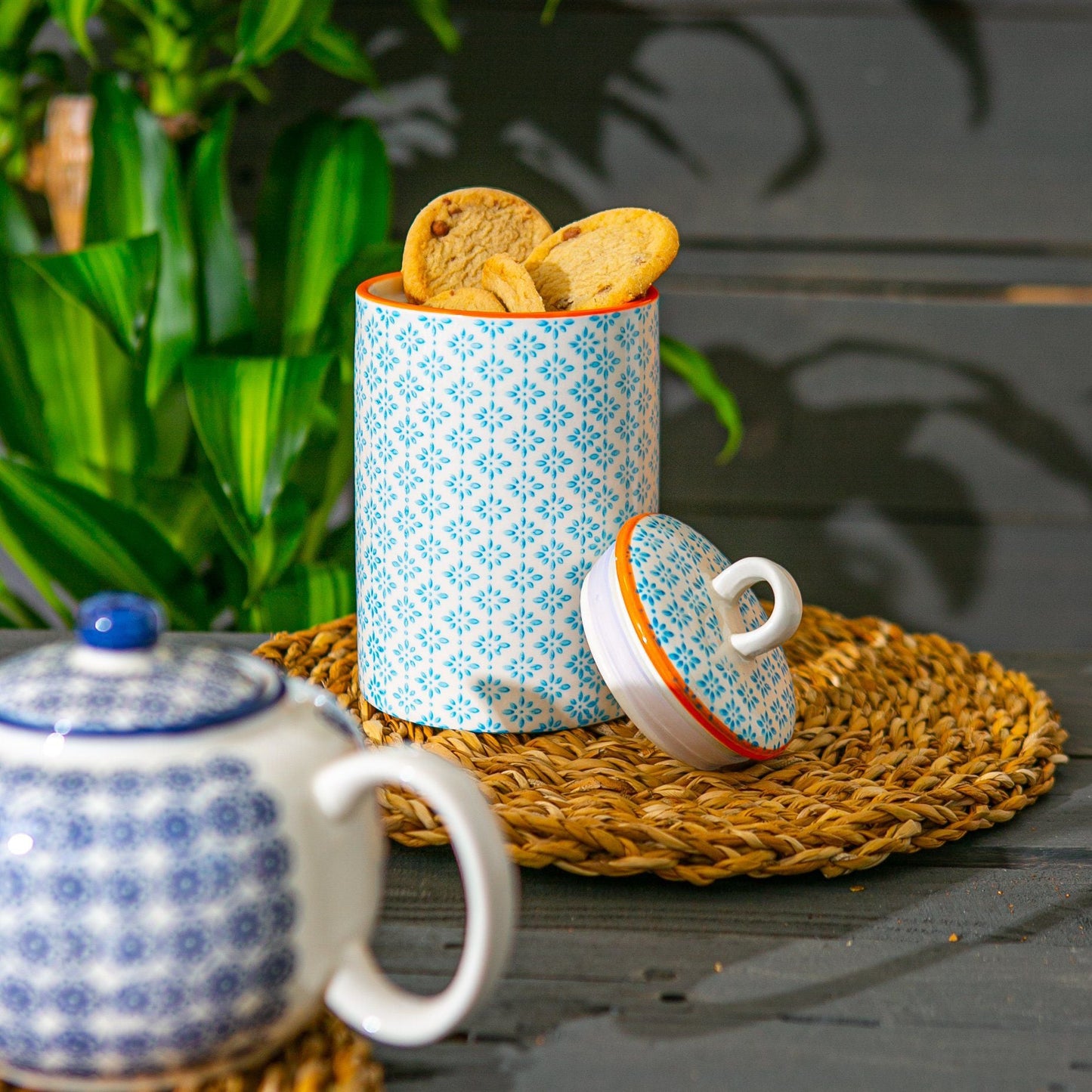 Hand Printed Stoneware Kitchen Canister