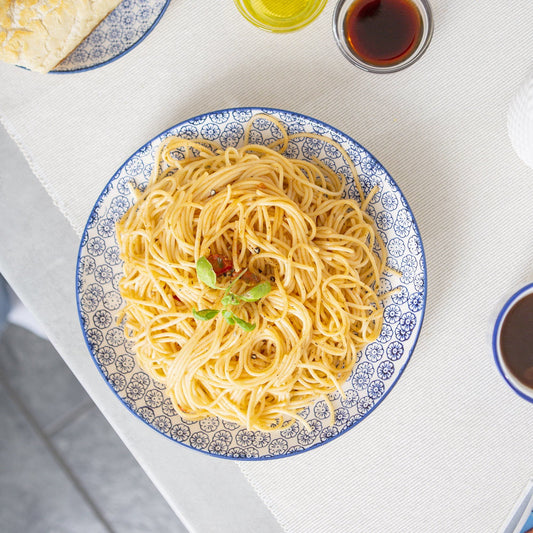25.5cm Hand Printed Stoneware Dinner Plates - Pack of Six