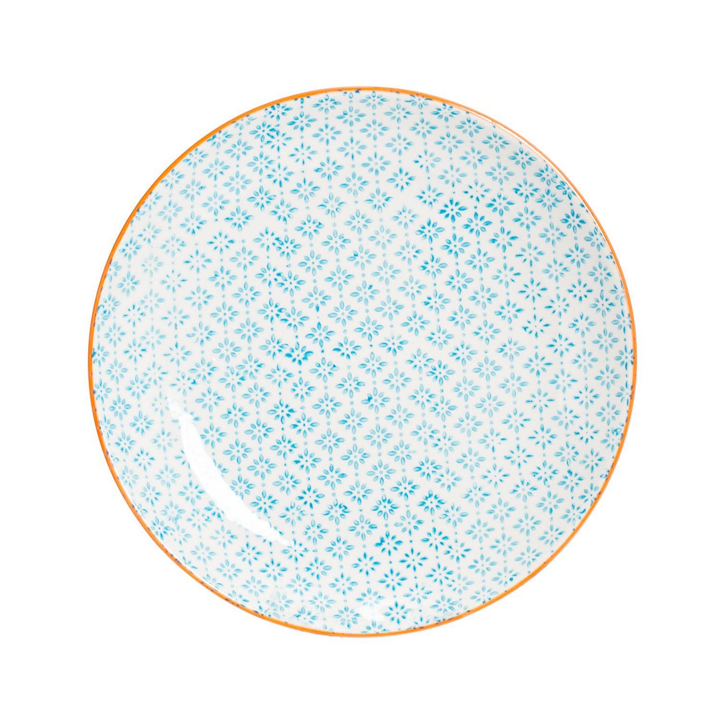 25.5cm Hand Printed Stoneware Dinner Plates - Pack of Six