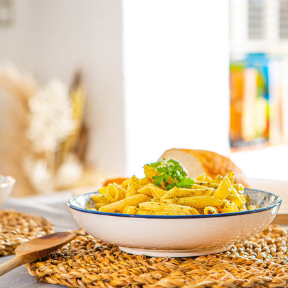 22cm Hand Printed Stoneware Pasta Bowl