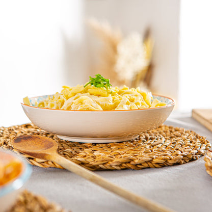 22cm Hand Printed Stoneware Pasta Bowl