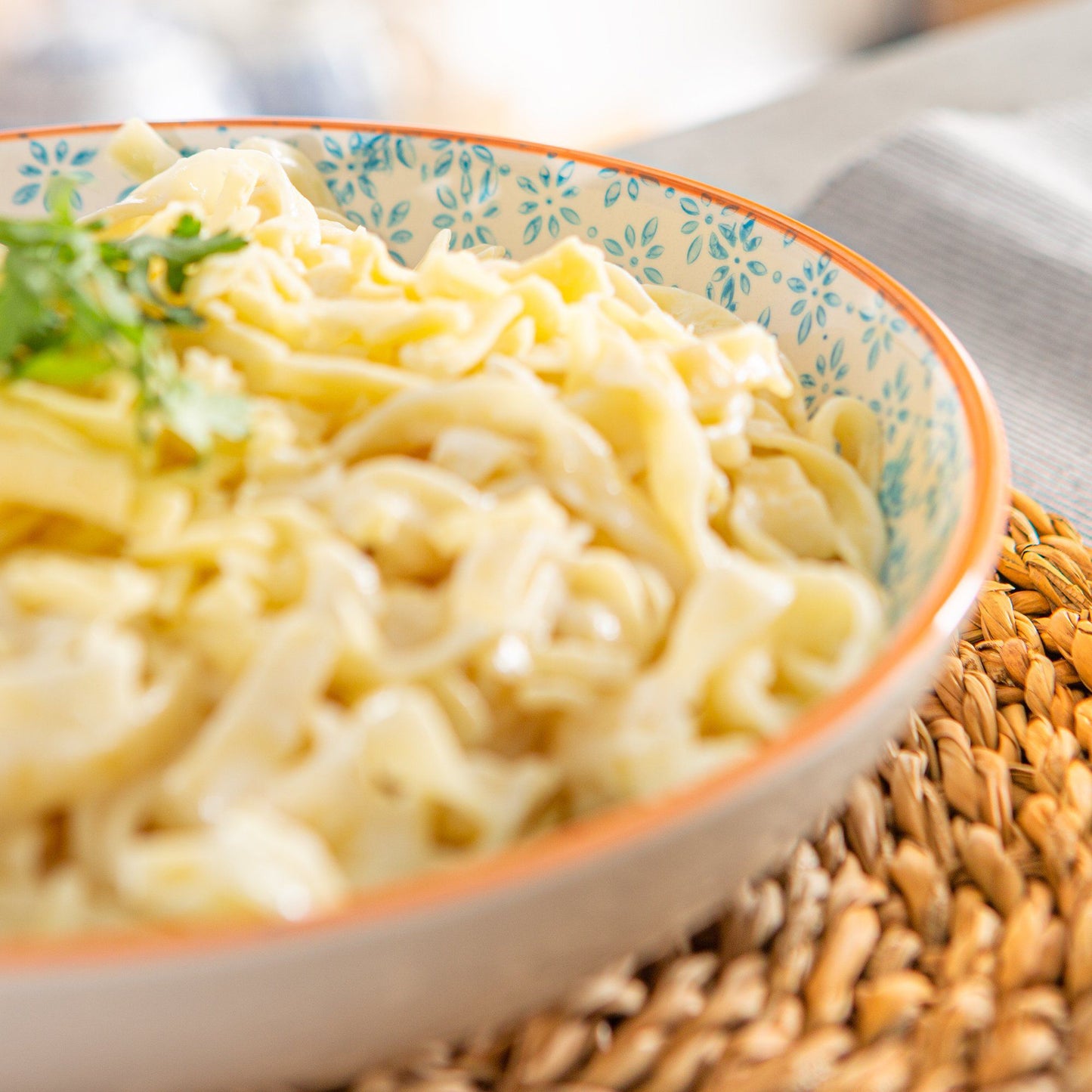 22cm Hand Printed Stoneware Pasta Bowl