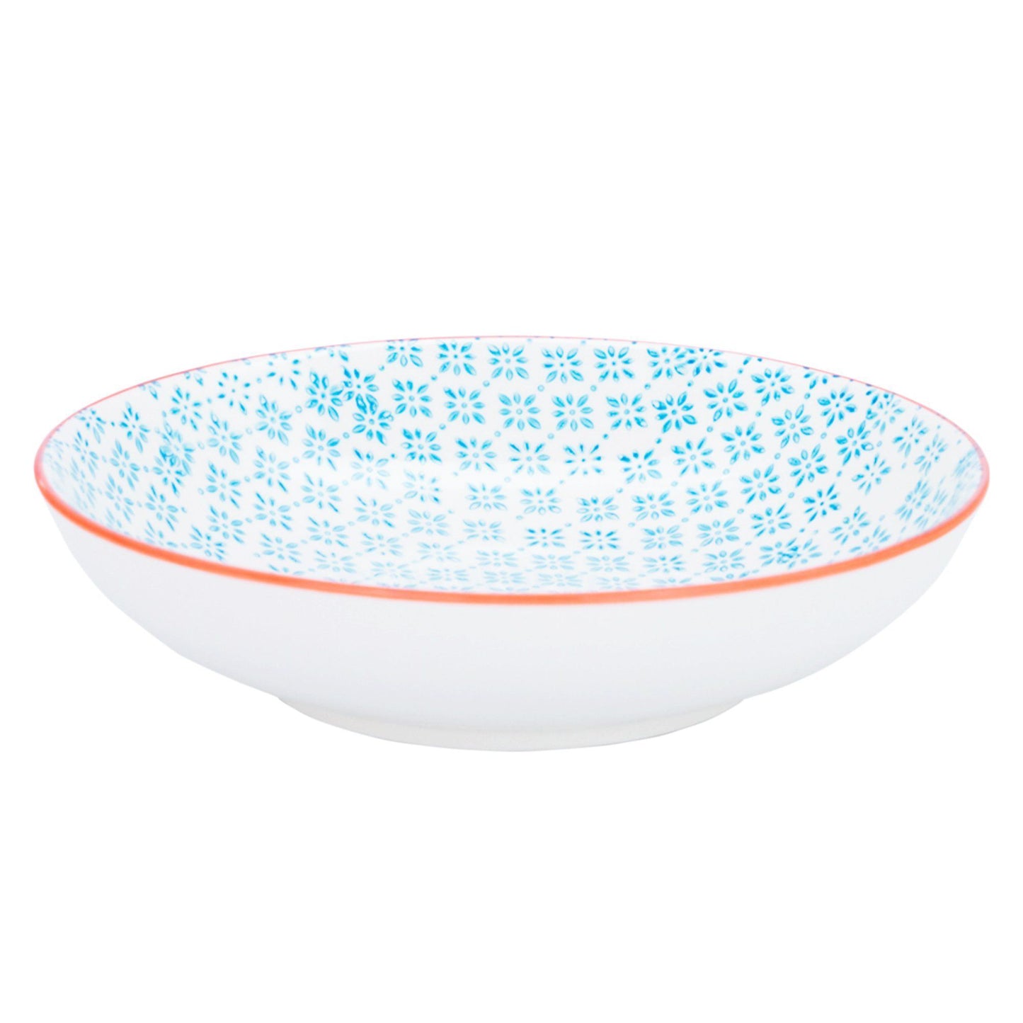 22cm Hand Printed Stoneware Pasta Bowls - Pack of Six