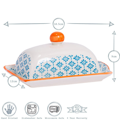 Hand Printed Stoneware Butter Dish