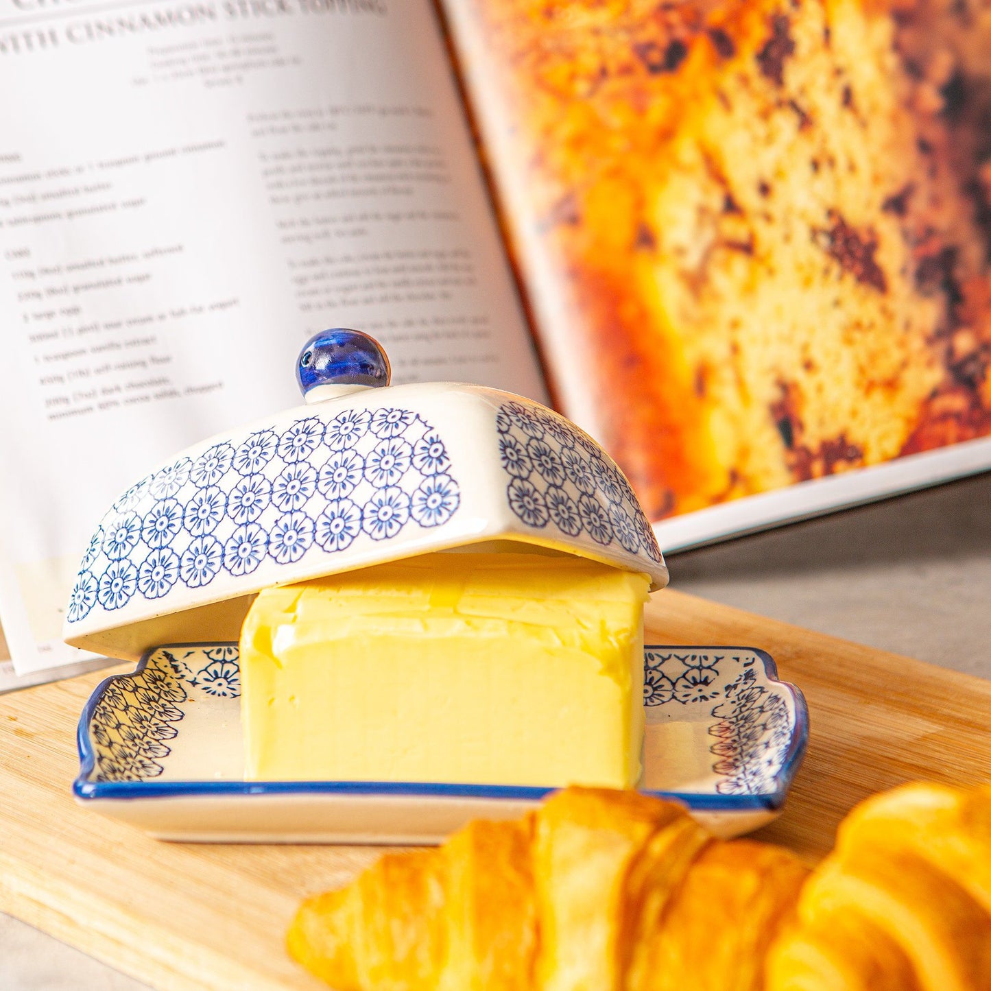 Hand Printed Stoneware Butter Dish
