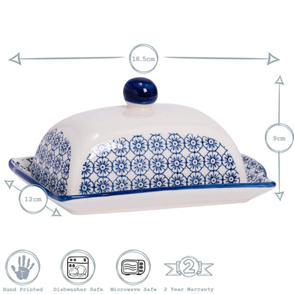 Hand Printed Stoneware Butter Dish