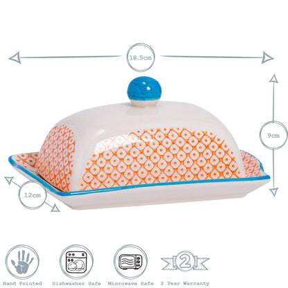 Hand Printed Stoneware Butter Dish